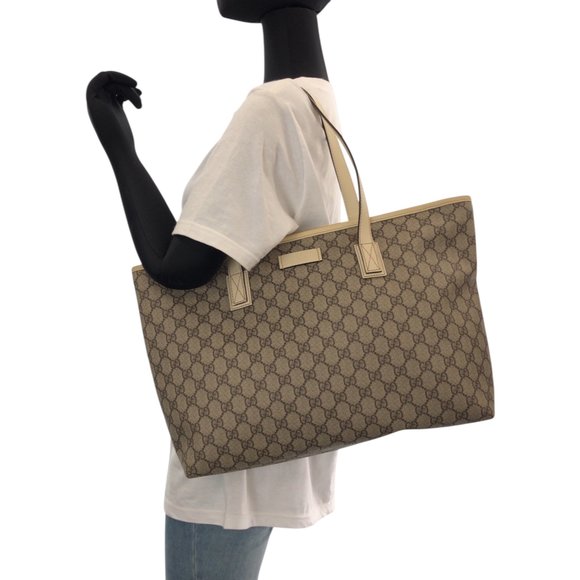 GUCCI GG Plus Beige Ivory Silver Hardware Tote Bag Shoulder - Picture 7 of 10